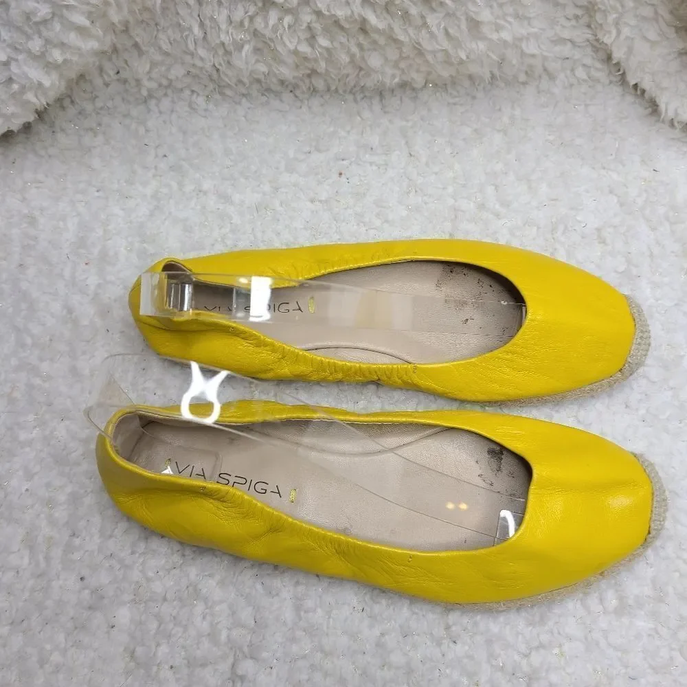 Via Spiga Yellow Leather Espadrilles‎ Flats Size 7.5